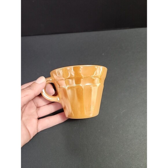 Vintage Termocrisa Peach Lusterware Coffee Cup Mug & Plate (6.5") - Picture 6 of 12